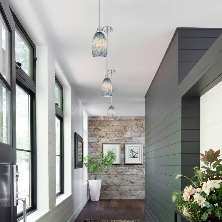 Wrought Studio 3 Pack 7.64 in. Stone Blue Art Glass Glass Globe Pendant